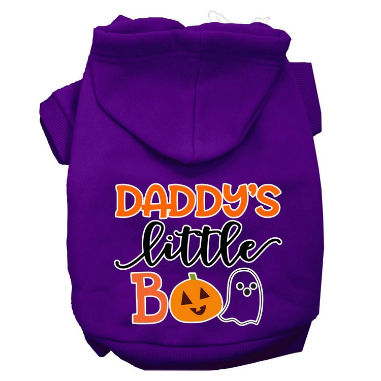 Daddy's Little Boo Screen Print Dog Hoodie Purple XXXL